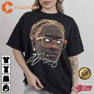 Young Thug Big Funny Face Designed Rap Tee Shirt For Fans