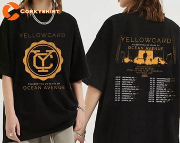 Yellowcard 2023 Tour 20 Years Celebrating Rock Band Unisex Shirt