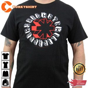 RED HOT CHILI PEPPERS Hand Drawn Black T-Shirt