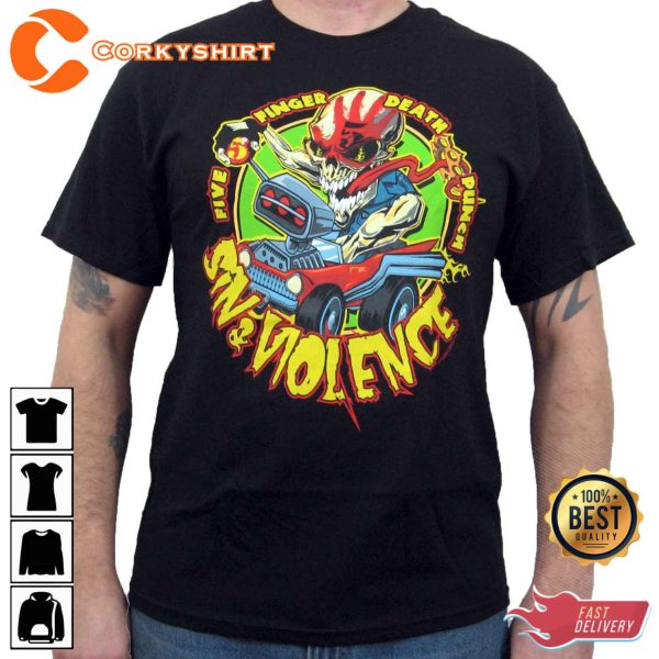 New FIVE FINGER DEATH PUNCH Sin & Violence Men’s T-Shirt