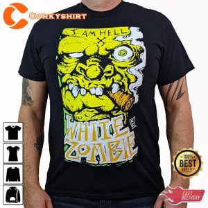 Unique WHITE ZOMBIE ‘I Am Hell’ Mens T-Shirt