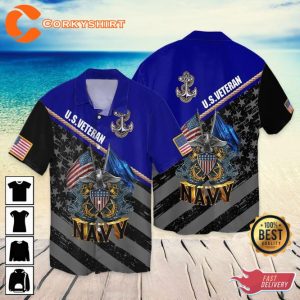 4th Of July Veteran American Flag Eagle Navy Hawaiian Shirt