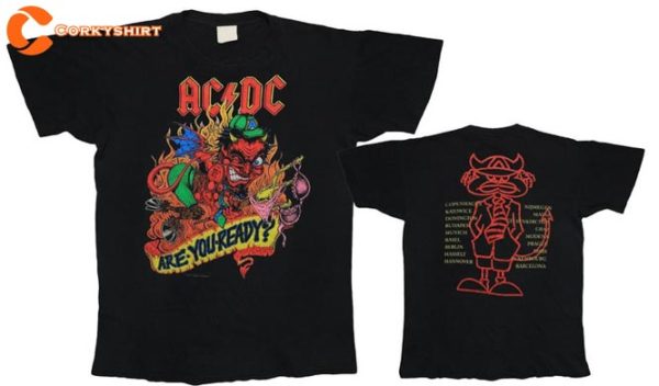 ACDC Are You Ready Rock Band Monsters of Rock Music Tour Concert Shirt