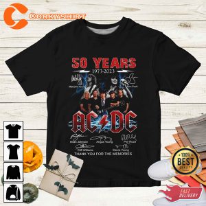 ACDC Rock Band 50th Anniversary 1973 2023 Signature Fan Gift Shirt
