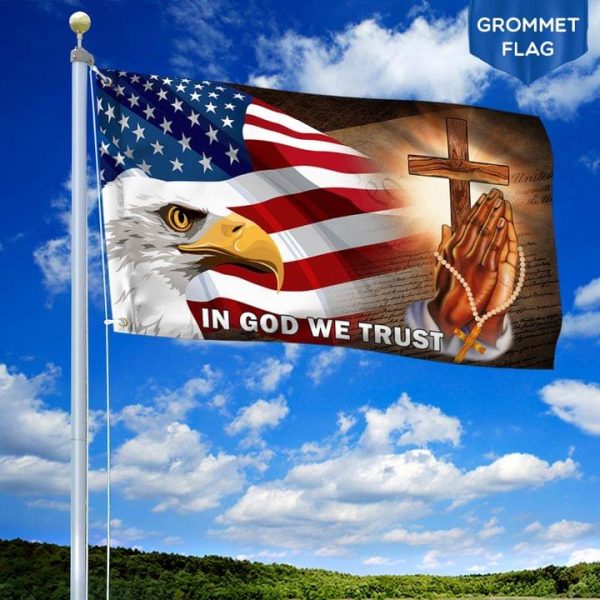 American Eagle In God We Trust Grommet Garden Flag