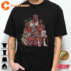 Basketball Michael Jordan Graphic Signature Fan Gift T-Shirt