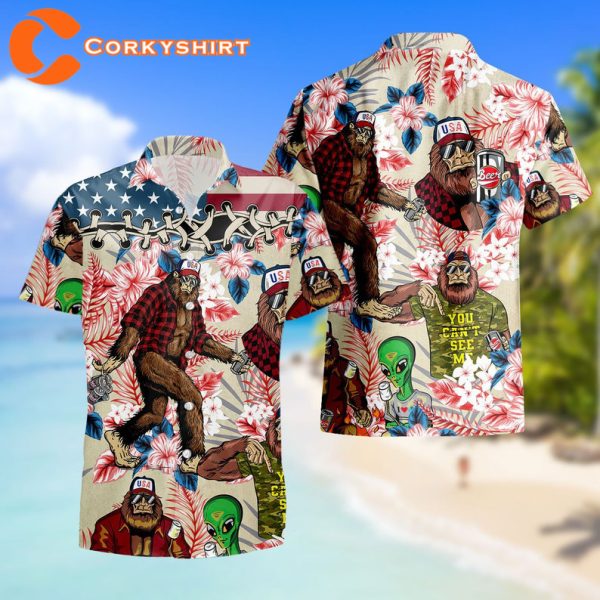 Beach Summer Gift Party Travel Aloha Yeti Sasquatch Bigfoot Hawaiian Shirt