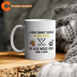 Beer Golf And Dog Man Cannot Survive On Beer Alone Coffee Mug