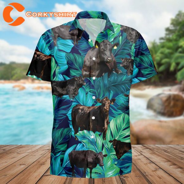 Black Angus Cow Cattle Cow Lover Aloha Funny Special Gift Hawaiian Shirt