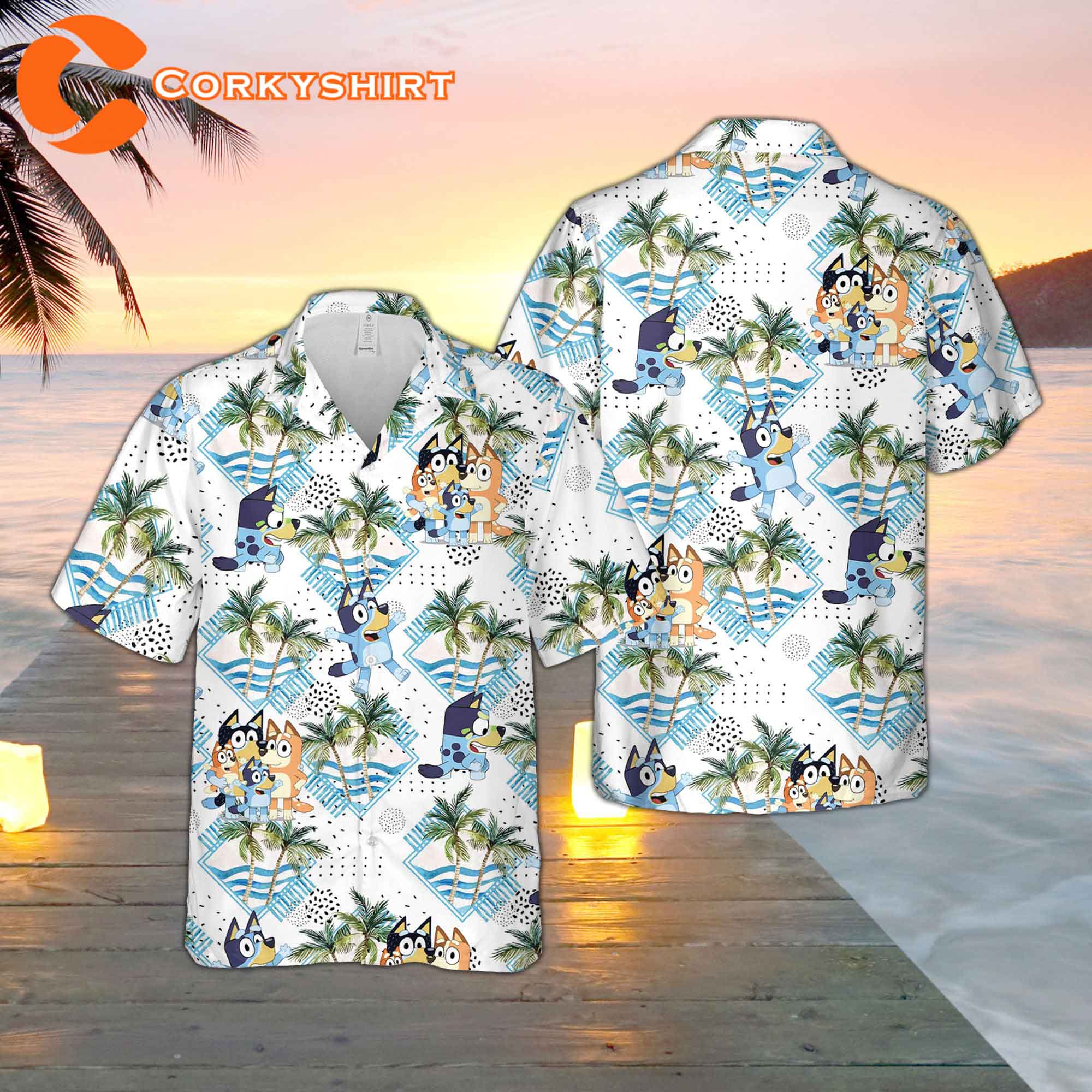 Kids Bluey Button Up Hawaiian Shirt - Corkyshirt
