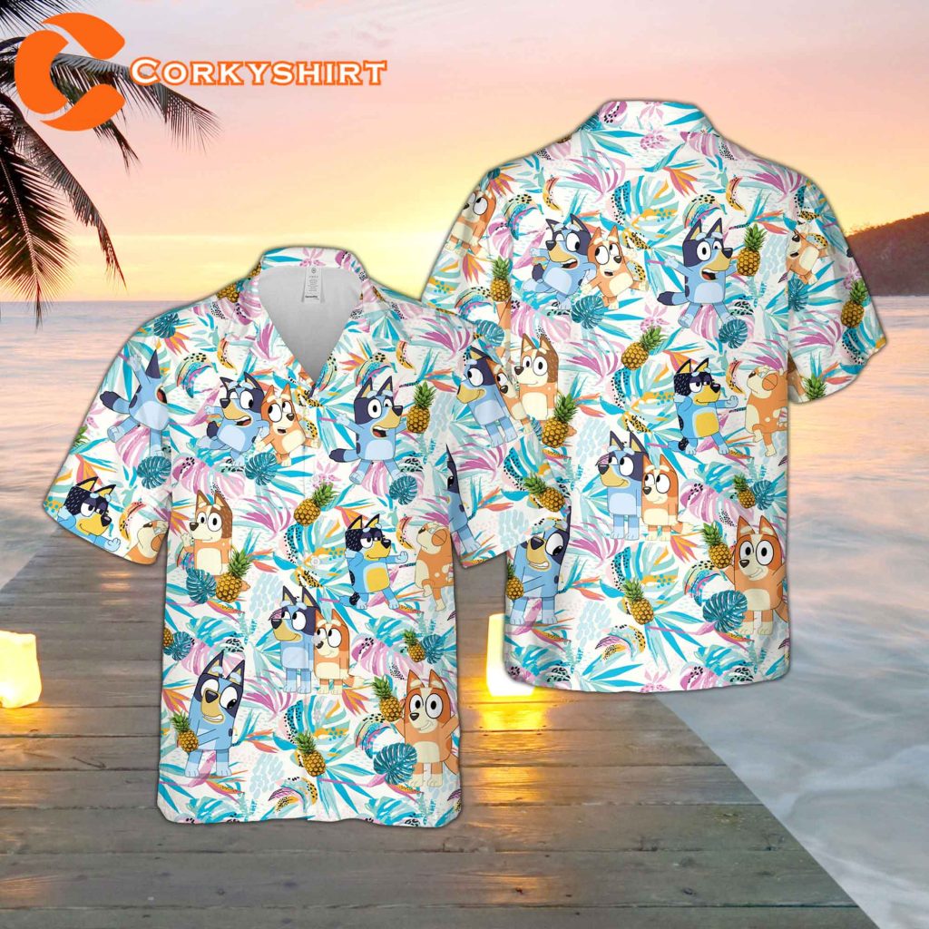 Kids Bluey Button Up Hawaiian Shirt - Corkyshirt