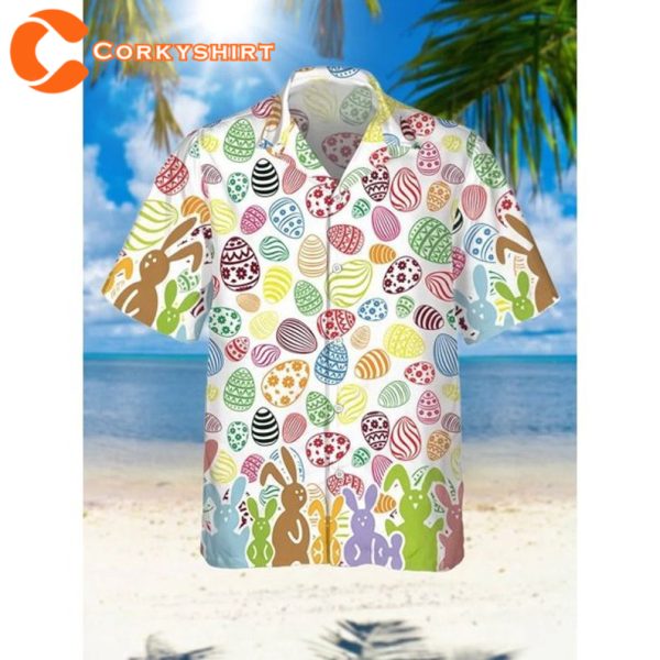 Bunny Happy Easter Egg Hawaiian Cool Easter Bunnies Vibe Egg Hunting Squad Shirt