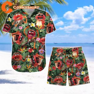 Button Down Shirt Animal Muppet Hawaiian Shorts Shirt