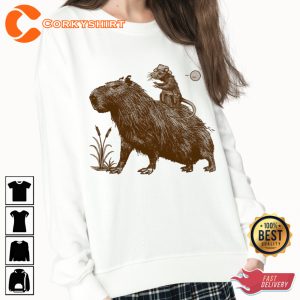 Capybara Meme Cowboy Rat Funny T-shirt