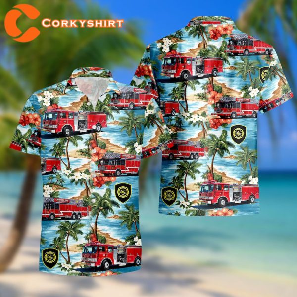 County Fire Department Engine American Fire Fighter Rescue Aloha Shirt
