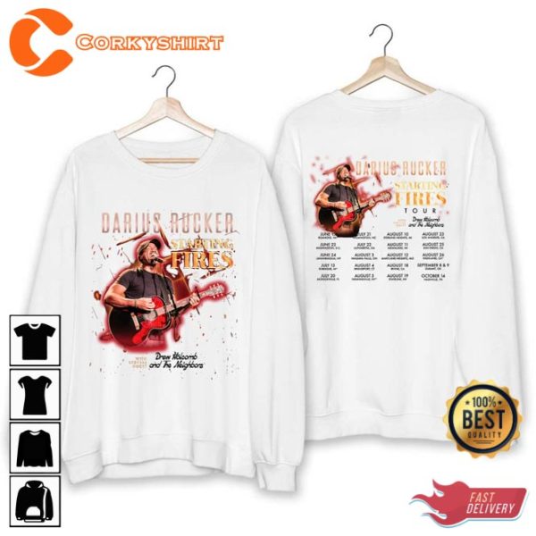 Darius Rucker Fan Starting Fires Tour 2023 Designed Shirt Concert Gift