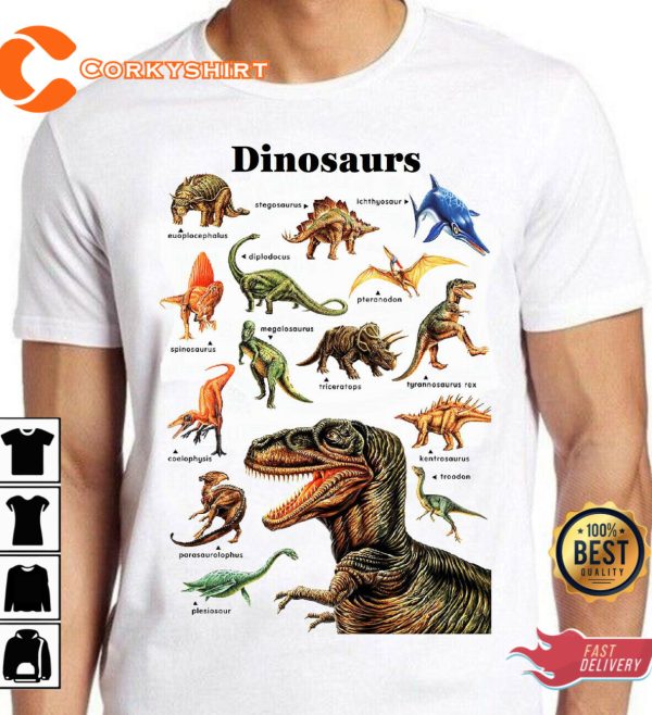 Dinosaurs T Rex Triceratops Stegosaurus Megalosaurus T-Shirt