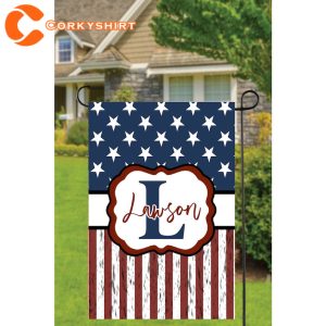 Distressed American Star and Stripes Monogrammed Lanson Garden Flag