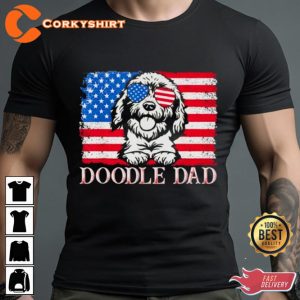 Doodle Dad Goldendoodle Dog American Flag 4Th Of July Unisex T-Shirt