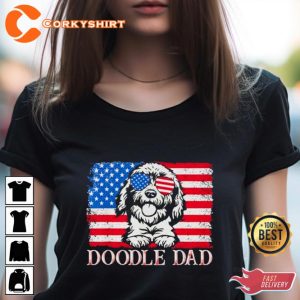 Doodle Dad Goldendoodle Dog American Flag 4Th Of July Unisex T-Shirt
