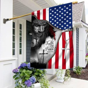 Faith Over Fear Jesus Under American Home Decor Garden Flag