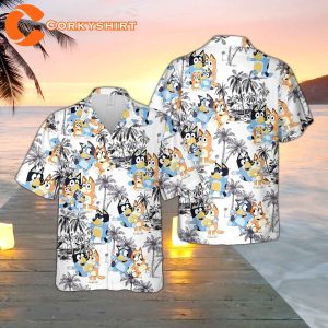 Dad Gifts Bluey 4th Of July Button Hawaiian Shirt  Dad Gifts