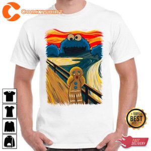 Gingerbread Man Cookie Monster The Scream Cool Funny T-Shirt