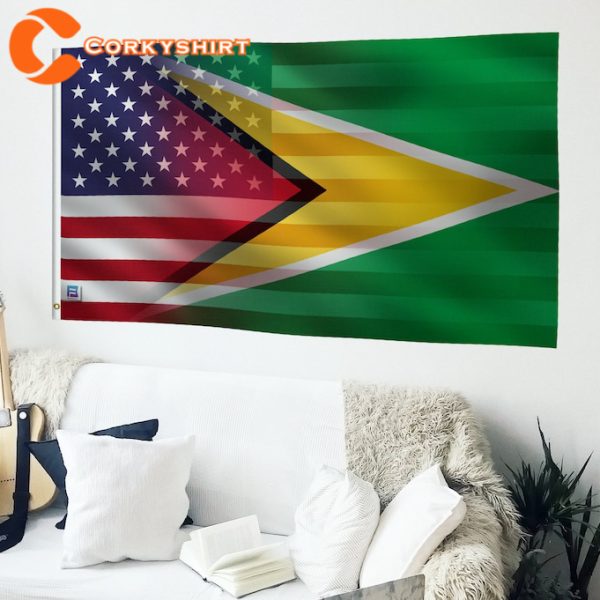 Guyanese And American Hybrid Flag