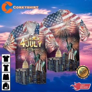 Happy 4th Of July Independence Day American Statue Of Liberty Hawaiian Shirt
