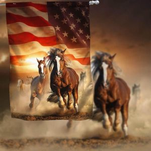 Horses Running American Pride Garden Flag