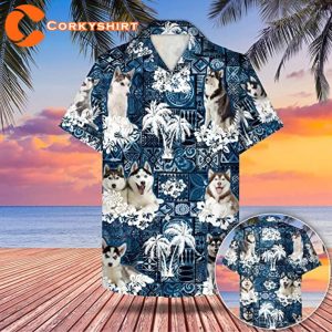 Husky Hawaiian Summer Vacation Gift For Dog Lover Aloha T-Shirt