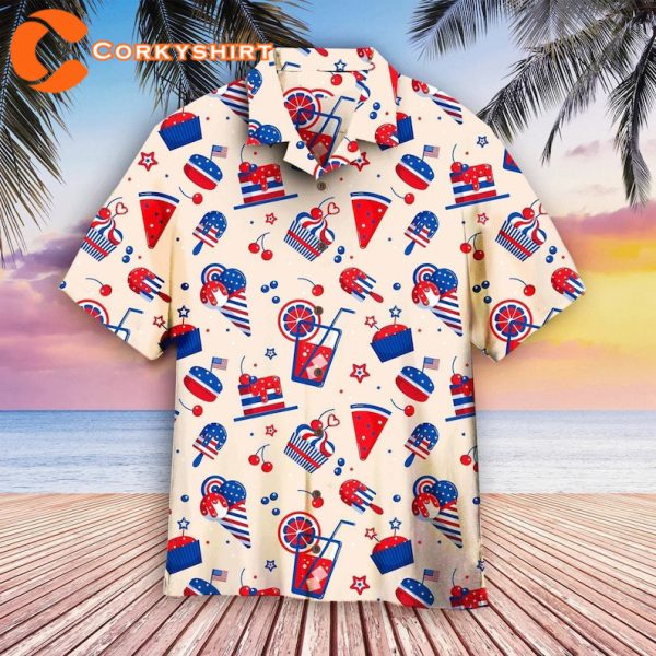 Ice Cream And Cakes 4th Of July Freedom Stars And Stripes Hawaiian Shirt