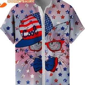 Independence Day Cat Love Patriotic 4Th Of July Summer Hawaiian Shirt