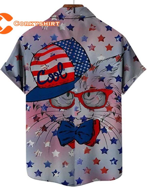 Independence Day Cat Love Patriotic 4Th Of July Summer Hawaiian Shirt