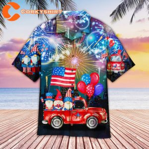 Independence Day Cheerful Gnomes 4th Of July Memorial Day Gift Hawaiian T-Shirt