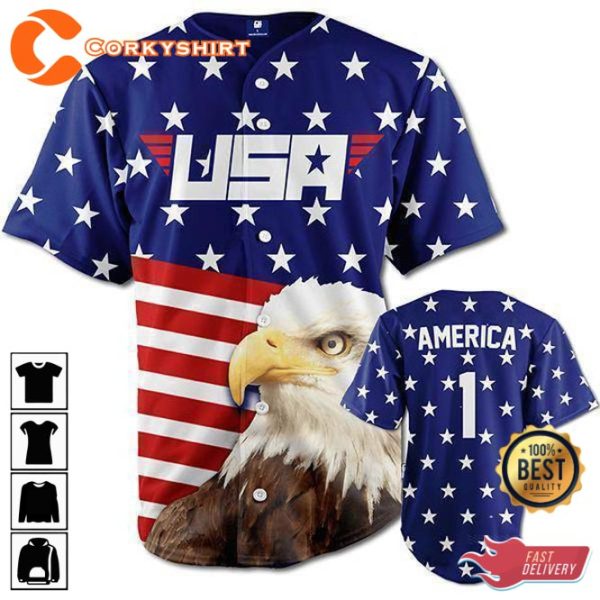 Independence Day Usa Flag Eagle Patriot Baseball Hawaiian T-Shirt