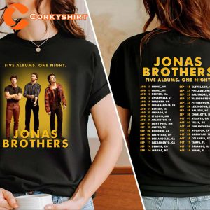 Jonas Brothers Tour Five Album One Night Concert T-shirt