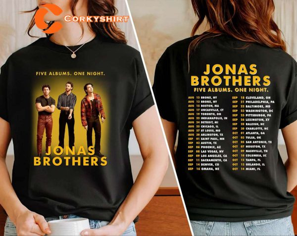 Jonas Brothers Tour Five Album One Night Concert T-shirt