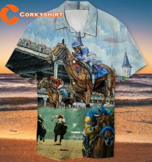 Kentucky Derby Horse Racing Designed Aloha Summer Vibe Hawaiian Shirt