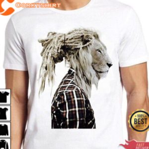 Lion Rasta Hair Jamaican Funny Art Cool T Shirt
