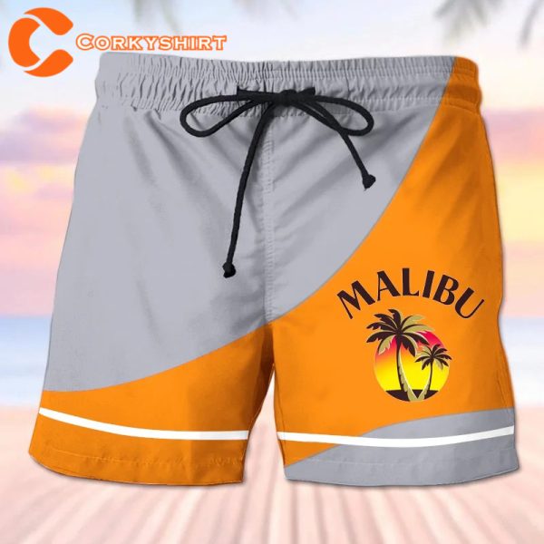 Malibu Orange Summer Hawaiian Shorts