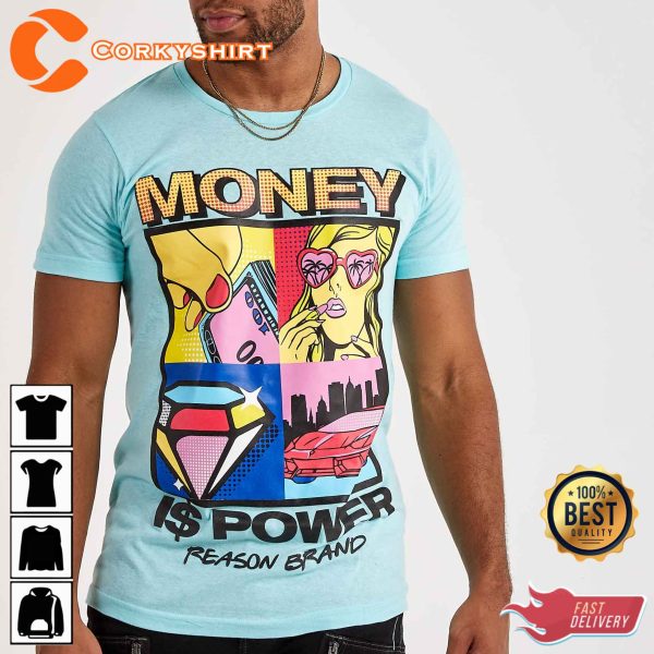 Mens Clothing Money Is Power Abstract Designed T-Shirt