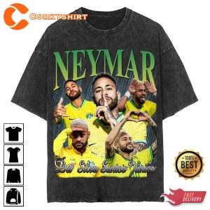 Neymar Vintage Washed T-shirt Football Player Fan Homage 1