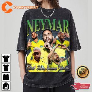 Neymar Vintage Washed T-shirt Football Player Fan Homage