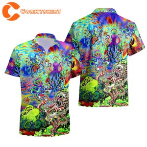 Octopus Trippy Colorful Sea Creature Aloha Vintage Hawaii Beach Designed T-Shirt