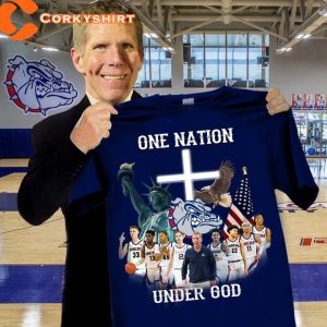 One Nation Under God Gonzaga Bulldogs Basketball T-Shirt For Fans