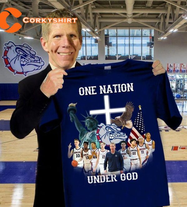 One Nation Under God Gonzaga Bulldogs Basketball T-Shirt For Fans