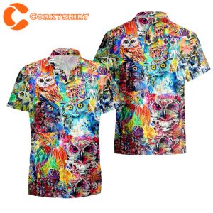 Owl Colorful Aloha Vintage Hawaii Beach Owl Lover Designed T-Shirt