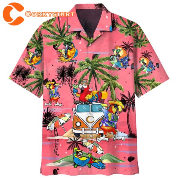 Parrot Beach Pattern Summer Beach Parrots Macaws Birds Hawaiian Shirt