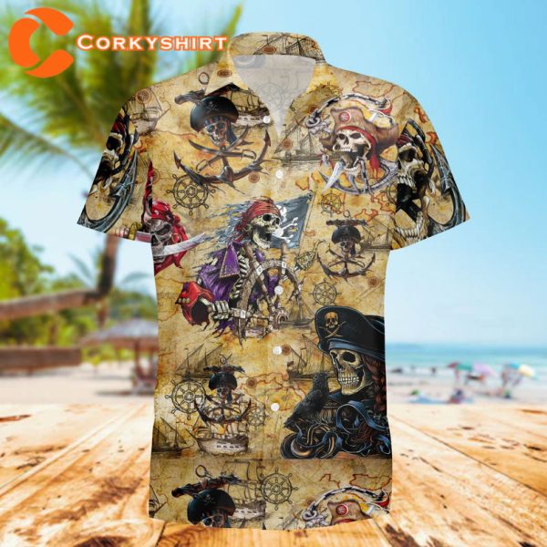 Pirates Skull Hawaii Skeleton Dead Mans Amazing Pirate Aloha Shirt